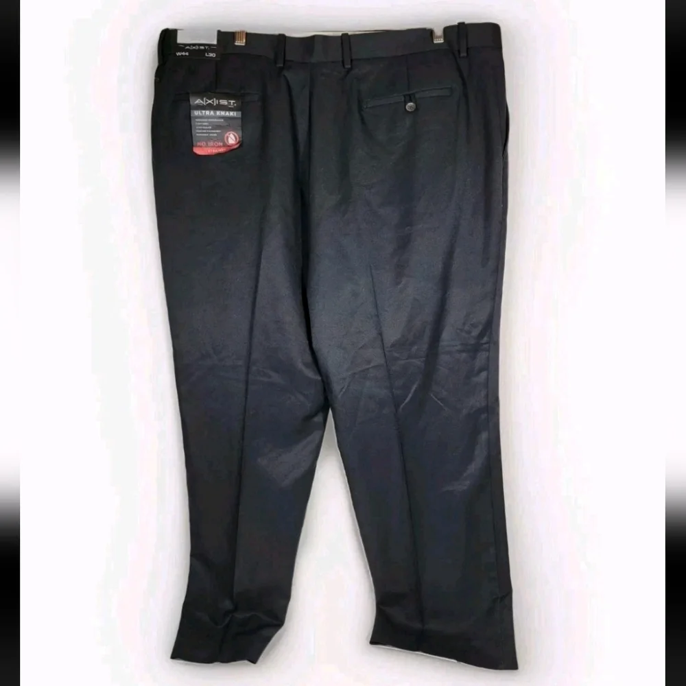 Axist Mens No Iron Dress Pants Size 44W 30L New With Tags Straight Gray Business